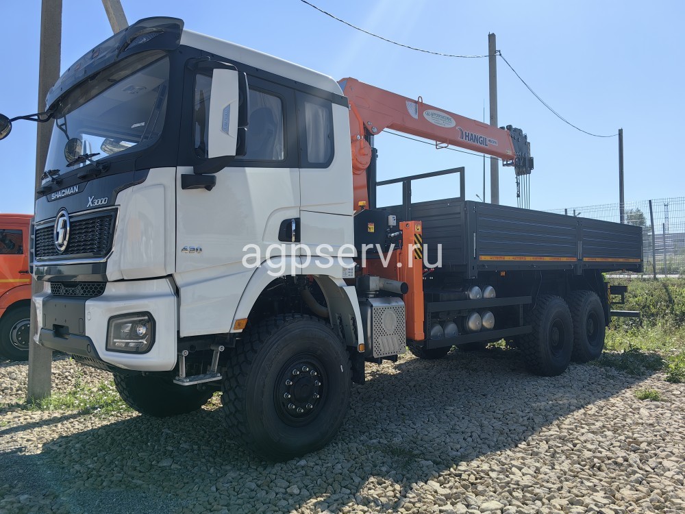 Автомобиль бортовой 6х6 на шасси SHACMAN с КМУ HANGIL 976 (односкатная ошиновка)